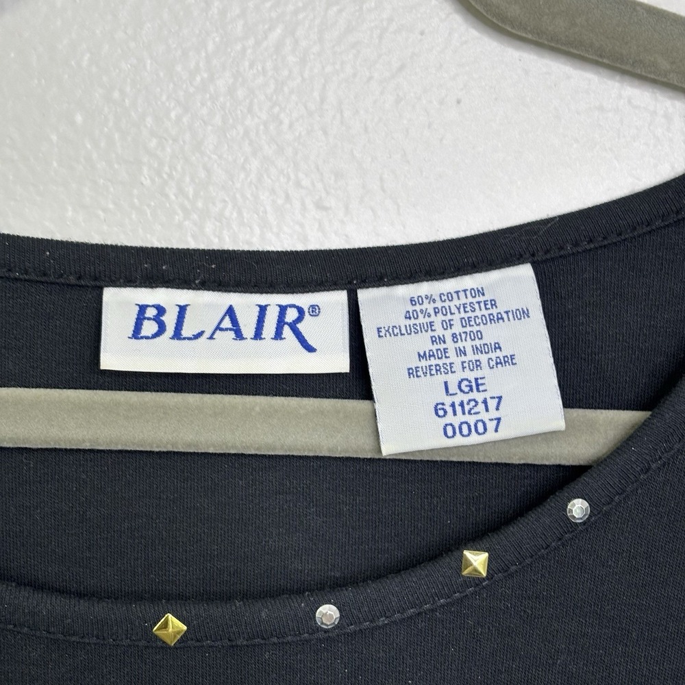 Vtg Blair Black Casino Theme 3/4 Length Sleeve Shirt Size Large - Picture 4 of 4